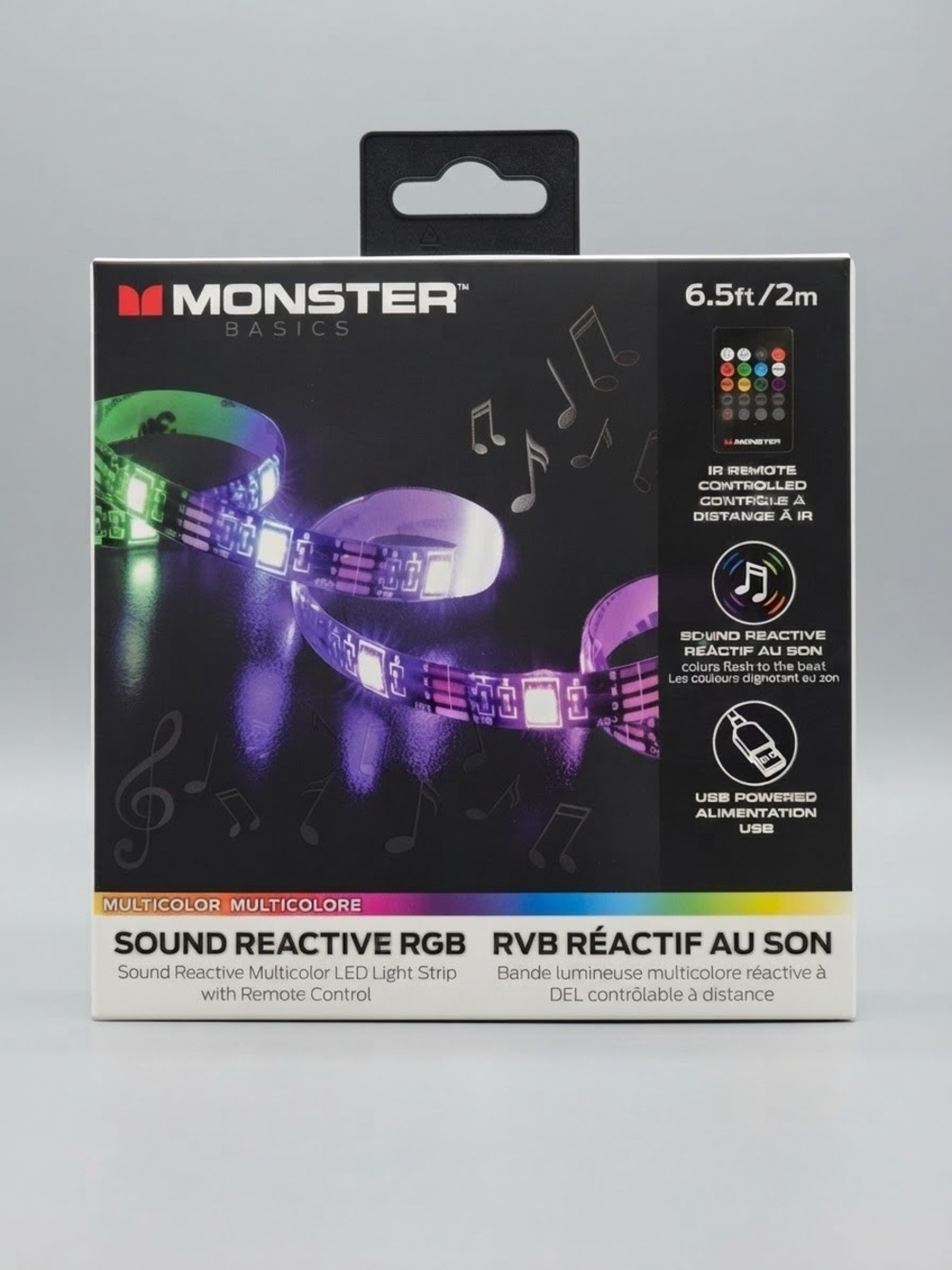 Monster Multicolor Sound Reactive RGB LED Light Strip, 2m, Remote Control Sealed